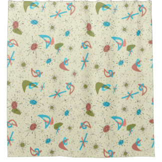 1950s Vintage Atomic Design Shower Curtain
