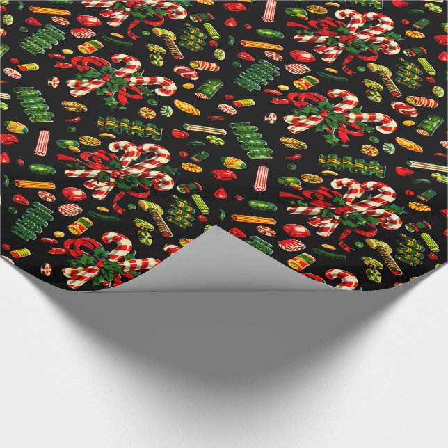 1950s Vintage Christmas Candy Wrapping Paper (Corner)