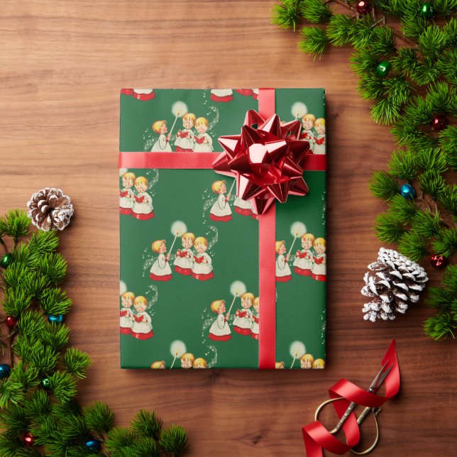1950s Vintage Christmas Gift Wrap - Choir Children (Holiday Gift)