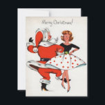 1950s Vintage Christmas Girl Dancing With Santa Holiday Card<br><div class="desc">1950s Vintage Christmas Girl Dancing With Santa Holiday Card.</div>