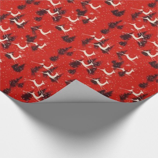 1950s Vintage Christmas Reindeer Gift Wrap (Corner)