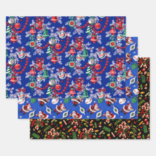 1950s Vintage Christmas Wrapping Paper Sheet