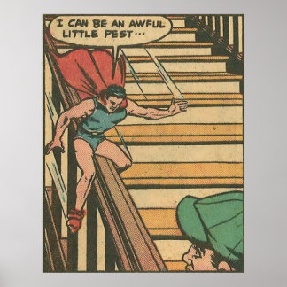 1950s vintage comics of golden age  superheroes co poster