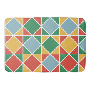 1950s Vintage diamond pattern yellow green and red Bath Mat