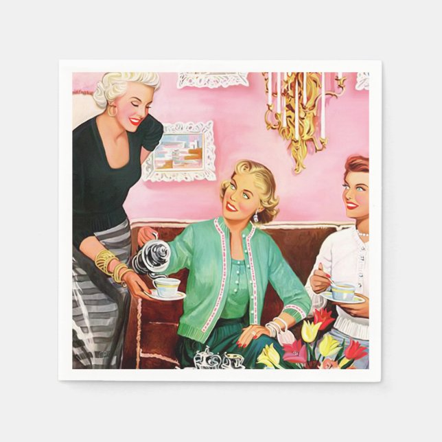 1950's Vintage Ladies enjoying afternoon tea Napkin (Front)