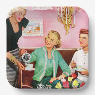 1950's Vintage Ladies enjoying afternoon tea Paper Plate
