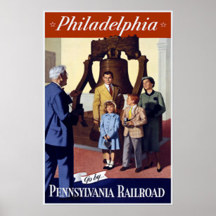 1950s VINTAGE PHILADELPHIA TRAVEL Poster