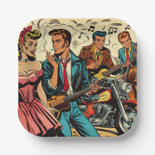 1950s Vintage Rock and Roll Comics Paper Plate