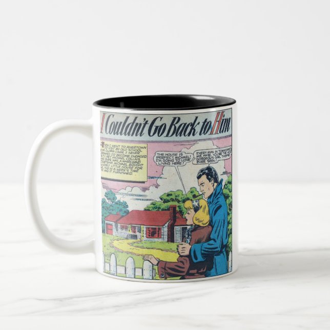 1950s Vintage Romantic Comic Two-Tone Coffee Mug (Left)