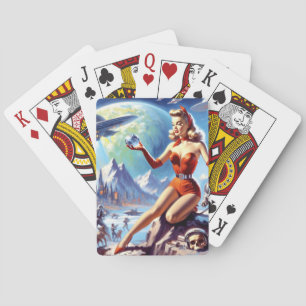1950s Vintage Science Fiction Woman Playing Cards