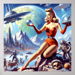 1950s Vintage Science Fiction Woman Poster