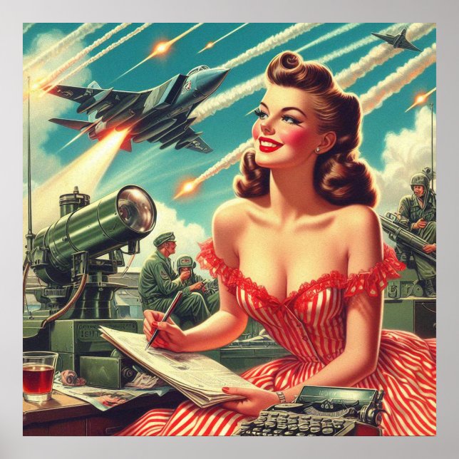 1950s Vintage Woman Illustration Poster (Front)