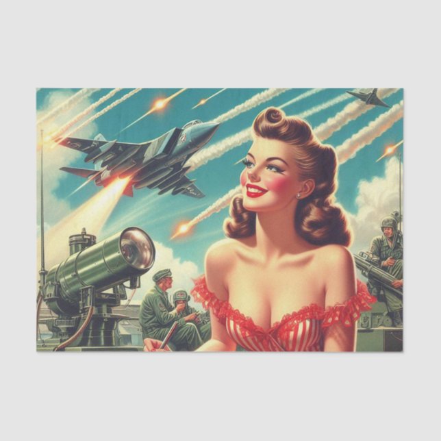 1950s Vintage Woman Illustration Tissue Paper (Front)