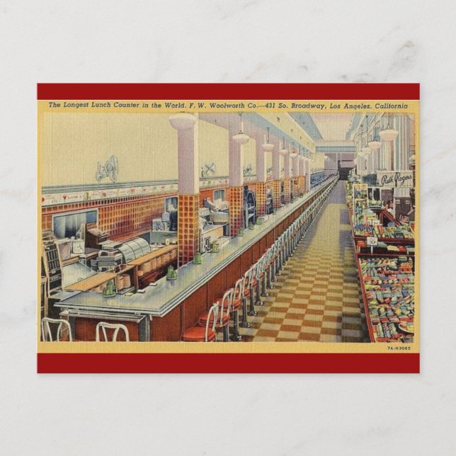 1950's Vintage Woolworth's Lunch Counter Postcard (Front)