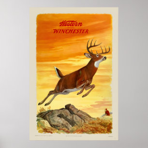 1950s Western Winchester Vintage Style Deer Poster