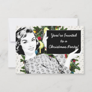 1950s Woman with a Christmas Sign Invitation