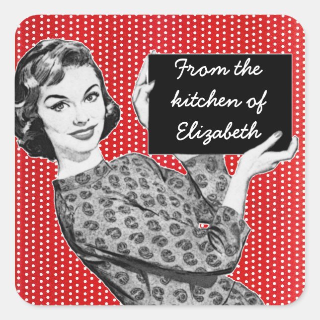 1950s Woman with a Sign Kitchen Labels (Front)
