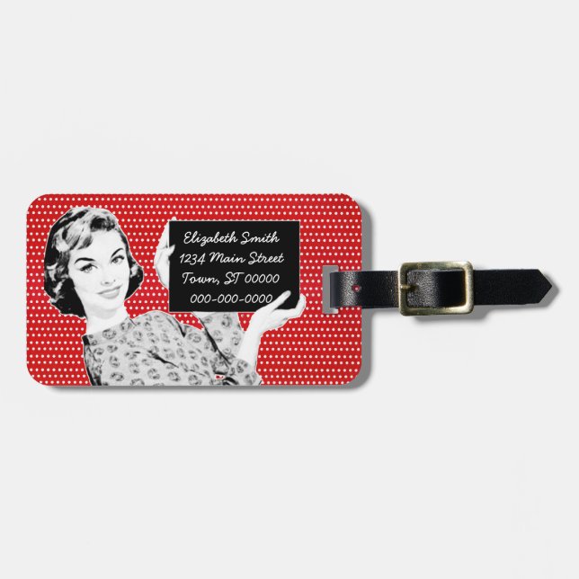 1950s Woman with a Sign Luggage Tag (Front Horizontal)