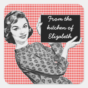 1950s Woman with a Sign V2 Kitchen Labels