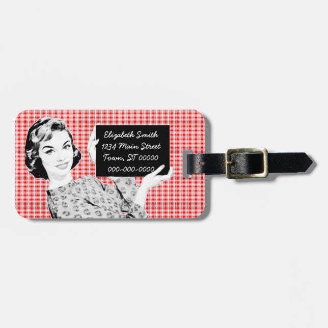 1950s Woman with a Sign V2 Luggage Tag (Front Horizontal)