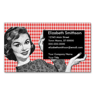 1950s Woman with a Sign V2 Magnetic Business Card