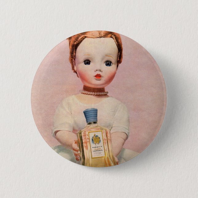 1950s Yardley ad with Madame Alexander doll 6 Cm Round Badge (Front)