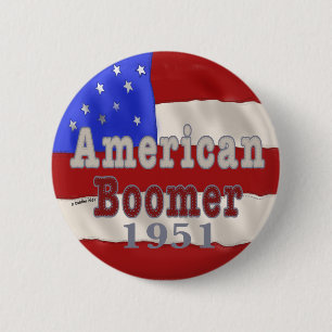 1951 Birthday Baby Boomer round pin