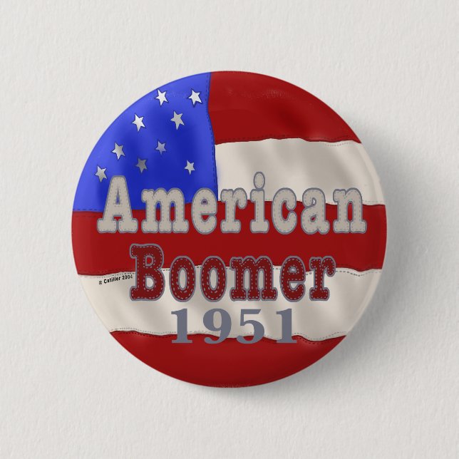 1951 Birthday Baby Boomer round pin (Front)