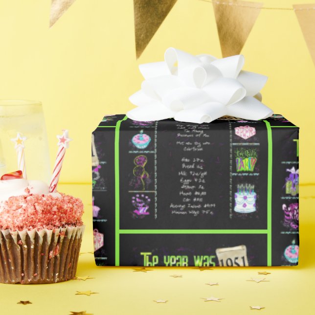 1951 Birthday Year Trivia Wrapping Paper (Birthday Party)