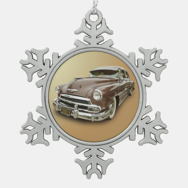 1951 CHEVROLET SNOWFLAKE PEWTER CHRISTMAS ORNAMENT (Front)