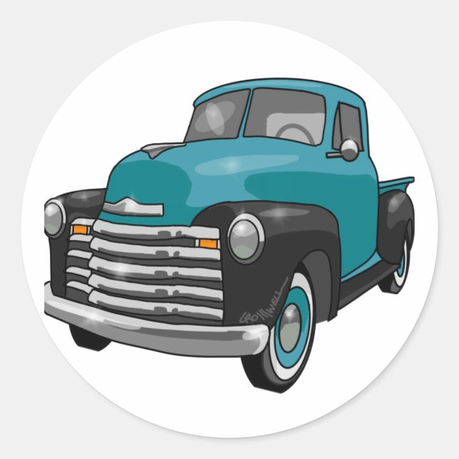 1951 Chevrolet Stepside Pickup Truck Classic Round Sticker (Front)