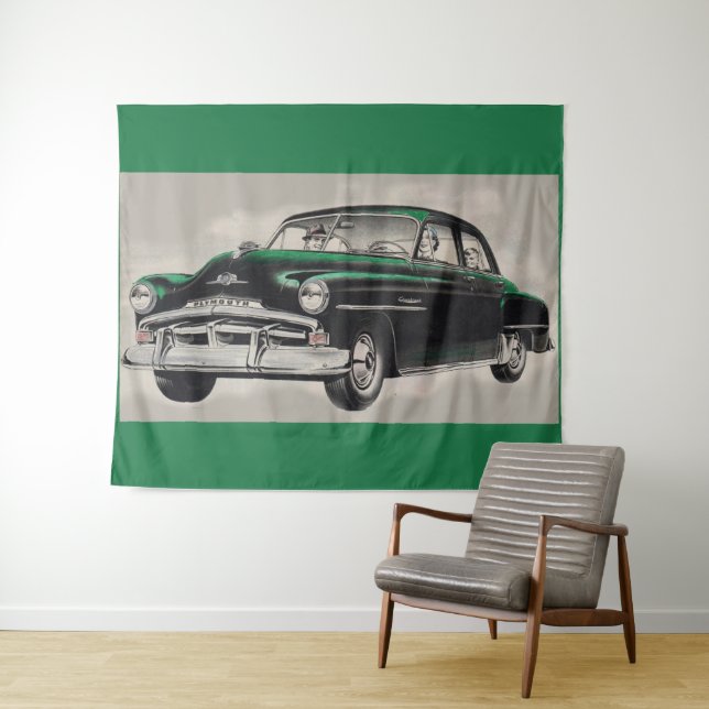 1951 green Plymouth Cranbrook car print Tapestry (In Situ (Horizontal))