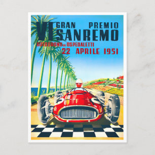 1951 San Remo Italy Grand Prix vintage racing Postcard