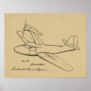 1951 Top Prop Aeroplane Patent Art Drawing Print
