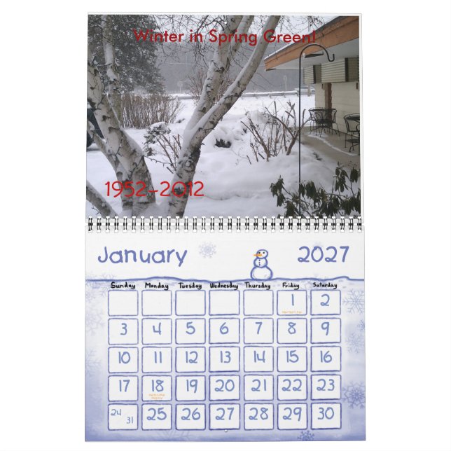 1952-2012 commemorative Calendar (Jan 2027)