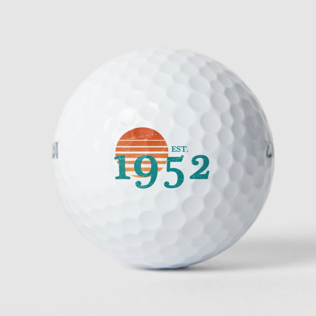 1952 70th Birthday Vintage Sunset Golf Balls (Front)