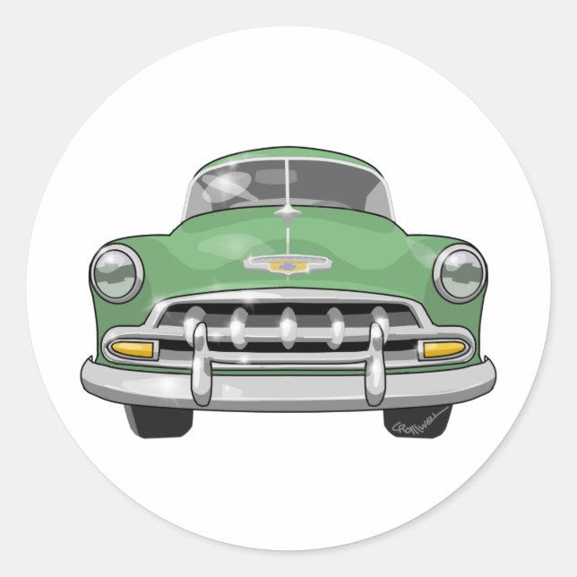 1952 Chevrolet Deluxe Classic Round Sticker (Front)