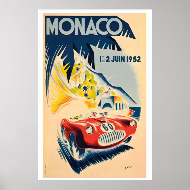 1952 Monaco Grand Prix Vintage Racing Poster (Front)