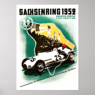 1952 Sachsenring Grand Prix vintage racing Poster