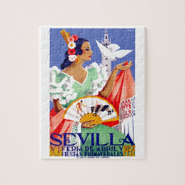 1952 Seville Spain April Fair Poster Jigsaw Puzzle (Vertical)