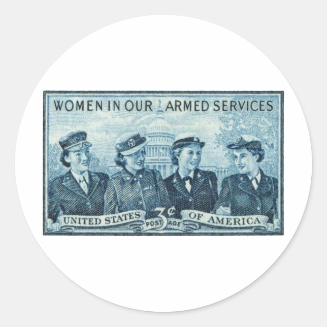 1952 Women in US Armed Services Stamp Classic Round Sticker (Front)
