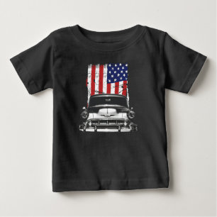 1953 Chevy 210 Front Grill View with Us Flag Baby T-Shirt