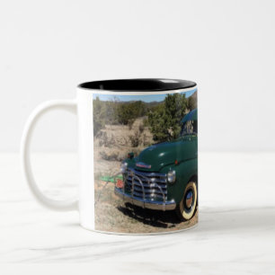 1953 Chevy Pickup Truck green Vintage Santa Two-Tone Coffee Mug