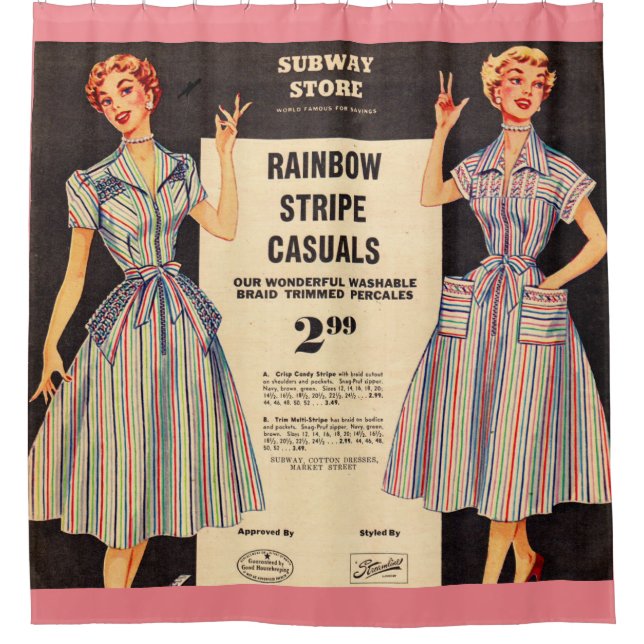 1953 Gimbels Subway Store dress ad Shower Curtain (Front)