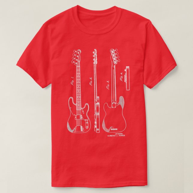 1953 Iconic Bass Guitar Patent Music Player Histor T-Shirt (Design Front)