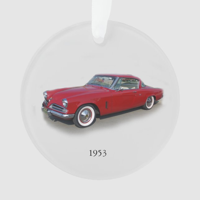 1953 red classic car acrylic ornament (Front)