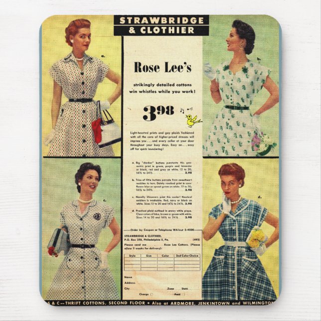 1953 Strawbridge & Clothier dress sale ad Mouse Mat (Front)