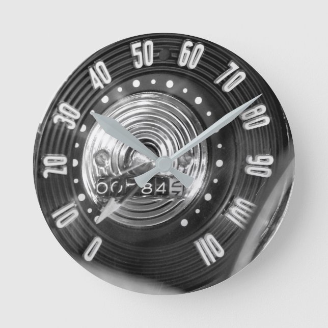 1954 Classic Car Speedometer in Monochrome Round Clock (Front)