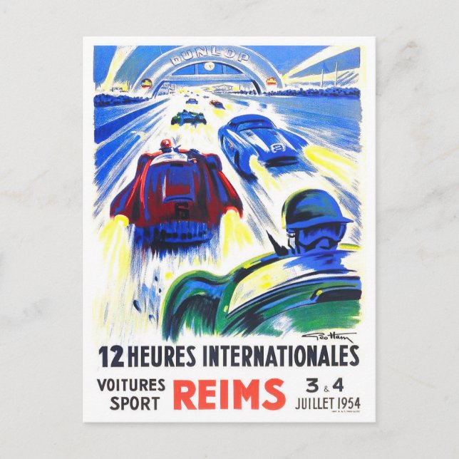 1954 Reims 12 hour vintage racing Postcard (Front)