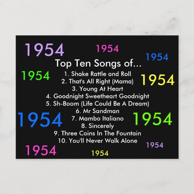 1954 Songs Postcard (Front)